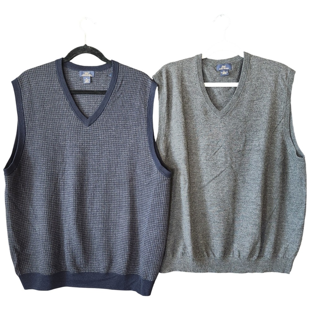 Brooks Brothers 100% Extra Fine Italian Merino Wool Sweater Vest XL (Lot of 2)